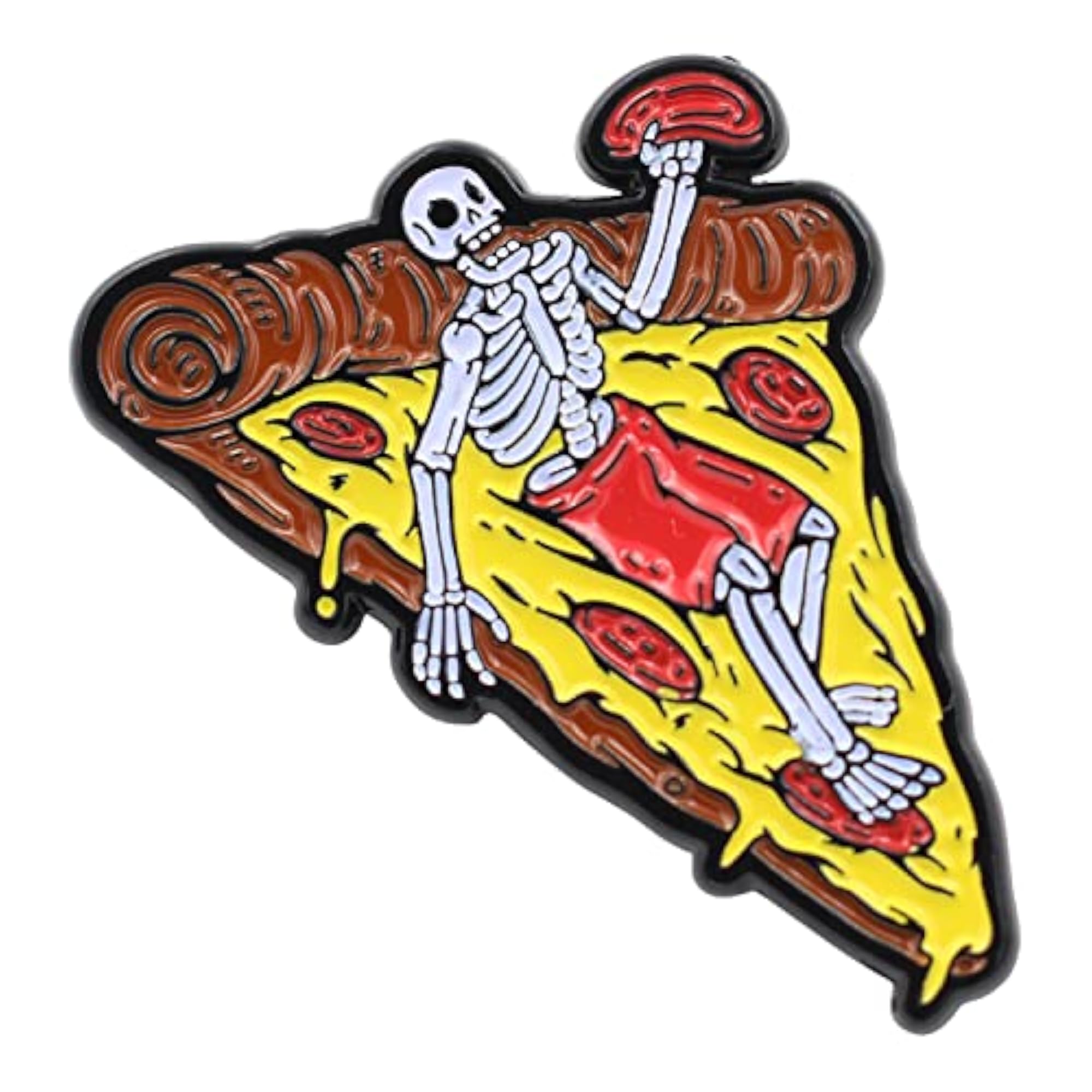 Skeleton Pizza Enamel Pin, Cute Food Lovers Gift